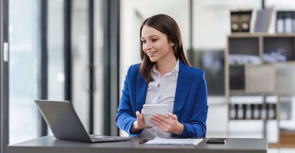 Confident professional in a modern office environment, representing success in a high-paying career.